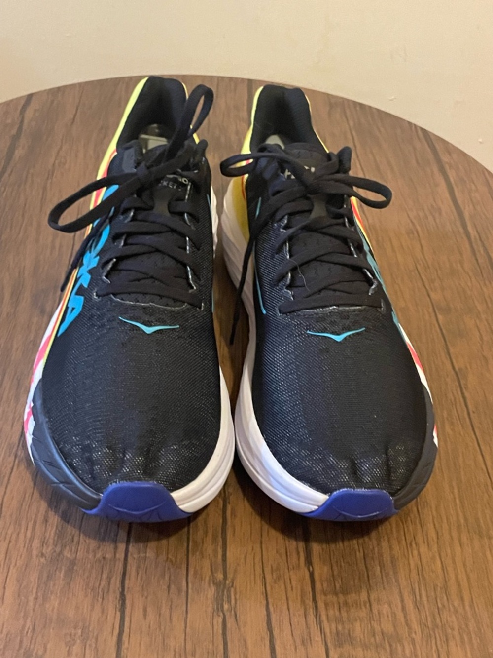 Hoka One One Rocket X Black Evening Primose Athletic Sneakers 12.5